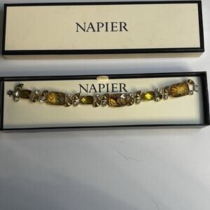 Napier Gold-tone Bracelet Rhinestone Yellow New Jewelry